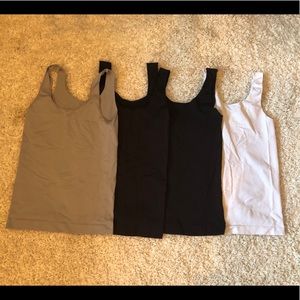 4 Black, grey, and white shimera tank tops